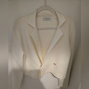 Babaton Aritzia Women's Cream Cropped Sweater Blazer